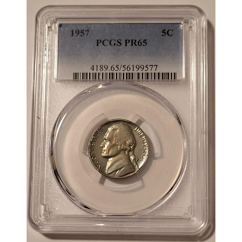 1957 Jefferson Nickel Proof PR65 PCGS Light Toning